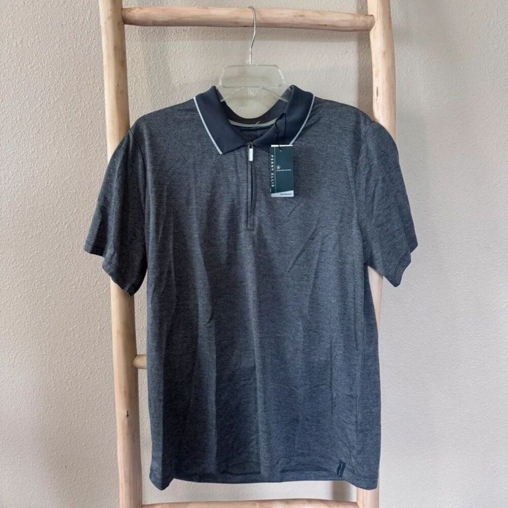 NWT Perry Ellis Men's Quarter-Zip Performance Polo Shirt
